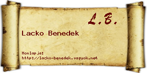Lacko Benedek névjegykártya